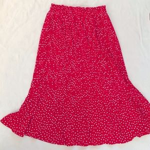 Red and white polka dot skirt